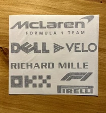 McLaren Formula 1 Team Sponsor Decal Sheet | Black Or White 