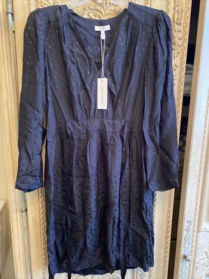Rebecca Taylor Black Jacquard Heart Printed Texture Dress New with Tags NWT Sz 6