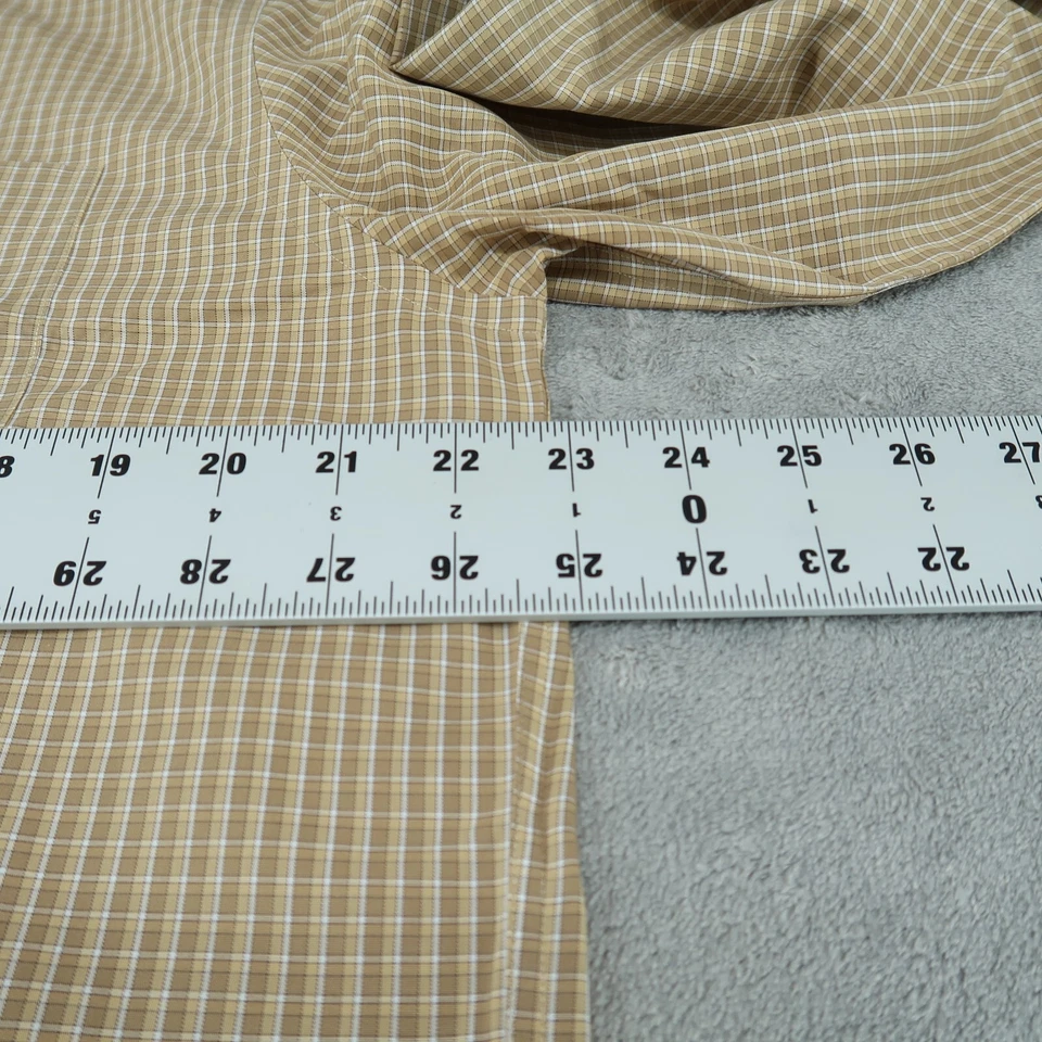 Camisa de vestir LL Bean para hombre mediana 15,5-34 marrón a cuadros con botones manga larga Foto 3 de 4