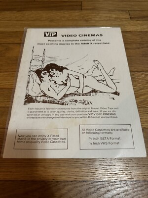 VIP Video Cinemas Complete Catalog For Adult X Rated Cassettes 1980 s **RARE**