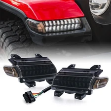 For Jeep Wrangler JL 2018+ LED Smoke Sequential Fender Lights w/Turn Signal DRL