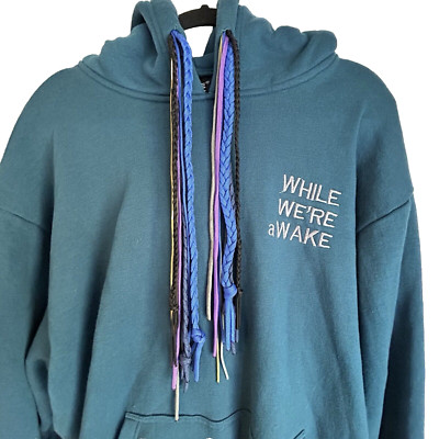 While We re Awake Hoodie Sweatshirt Multi String Streetwear M/L