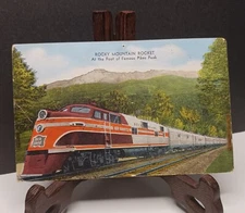 Postcard Train Rocky Mountain Rocket Locomotive Rock Island Pikes Peak c1950
