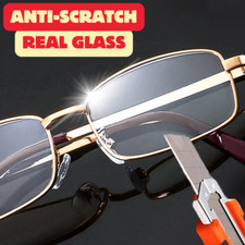 New Real Glass Lens Reading Men Women Square Full Frame Presbyopic Anti Scratch