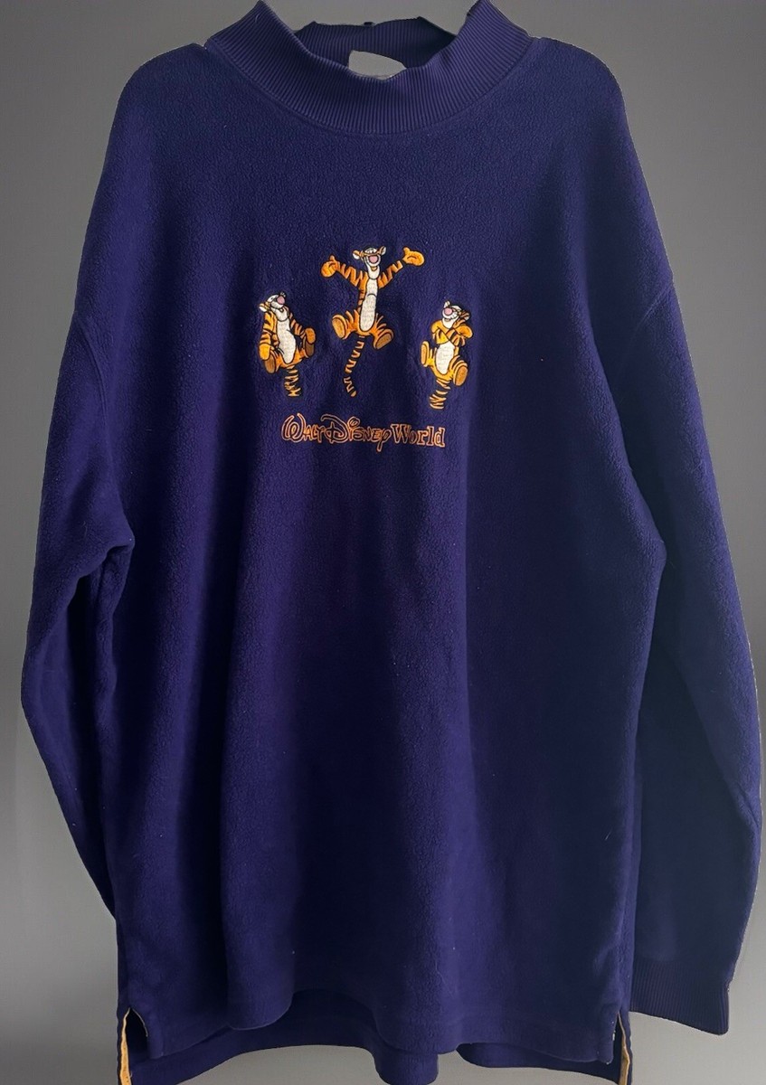 Walt Disney World Tigger Fleece Sweatshirt Womens XL Purple Mock