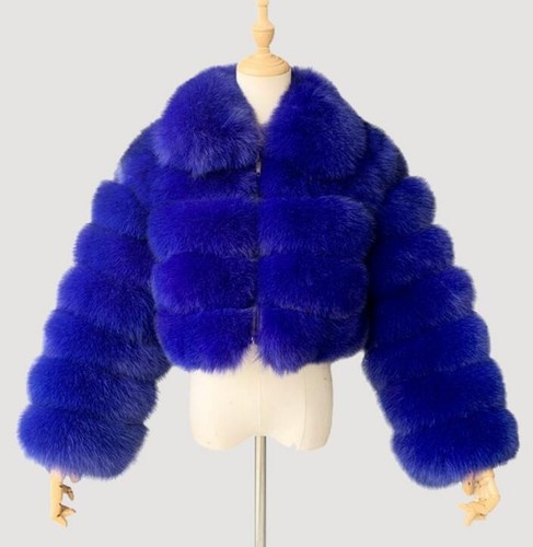 Women Luxury Fluffy Faux Fur Coat Short Cardigan Winter Warm Zip Outwear Jacket - Picture 6 of 16