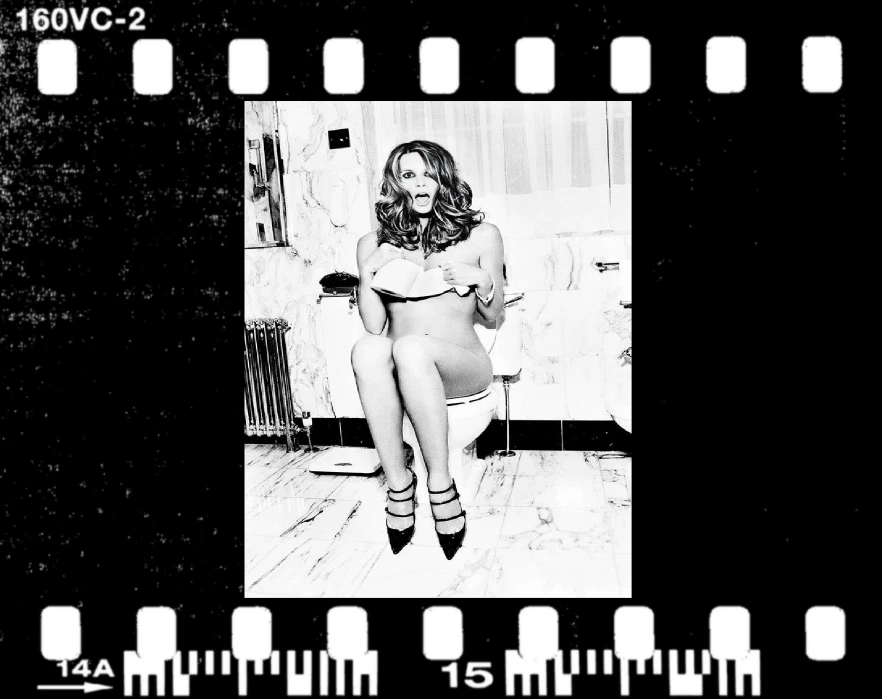 Elle MacPherson On Toilet Poster-Funny Bathroom Print-Digital Oil Painting-592 - Image 2 of 4