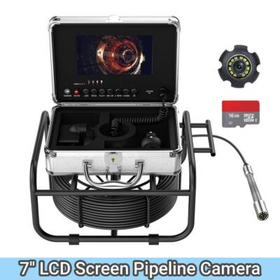 Sewer Camera 7'' Monitor Drain Pipe Inspection Endoscope Camera Waterproof IP68