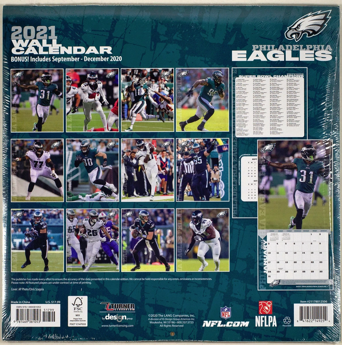 Philadelphia Eagles Collectible 2021 Wall Calendar by Turner ○ [Sealed] |  eBay