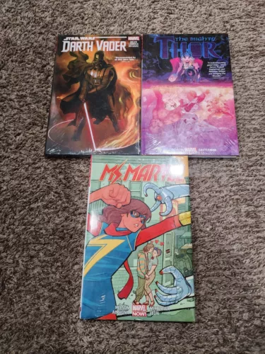 Star Wars: Darth Vader #1 Marvel Thor #2 Marvel Ms. Marvel #3 Hardcover Lot New!