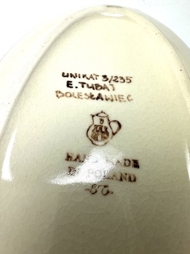Boleslawiec piatto/piatto/bevande in ceramica polacca forma ovale floreale - Foto 6 di 6