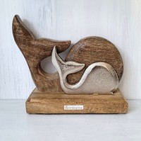 Formano Wal Auf Holzsockel Mangoholz Aluminium 20 Cm Maritim Deko Figur