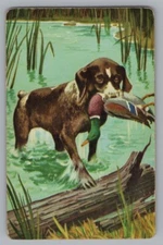 O) ONE Single Swap Playing Card Artistic MCM Dog Canine Vintage King Of Spades 