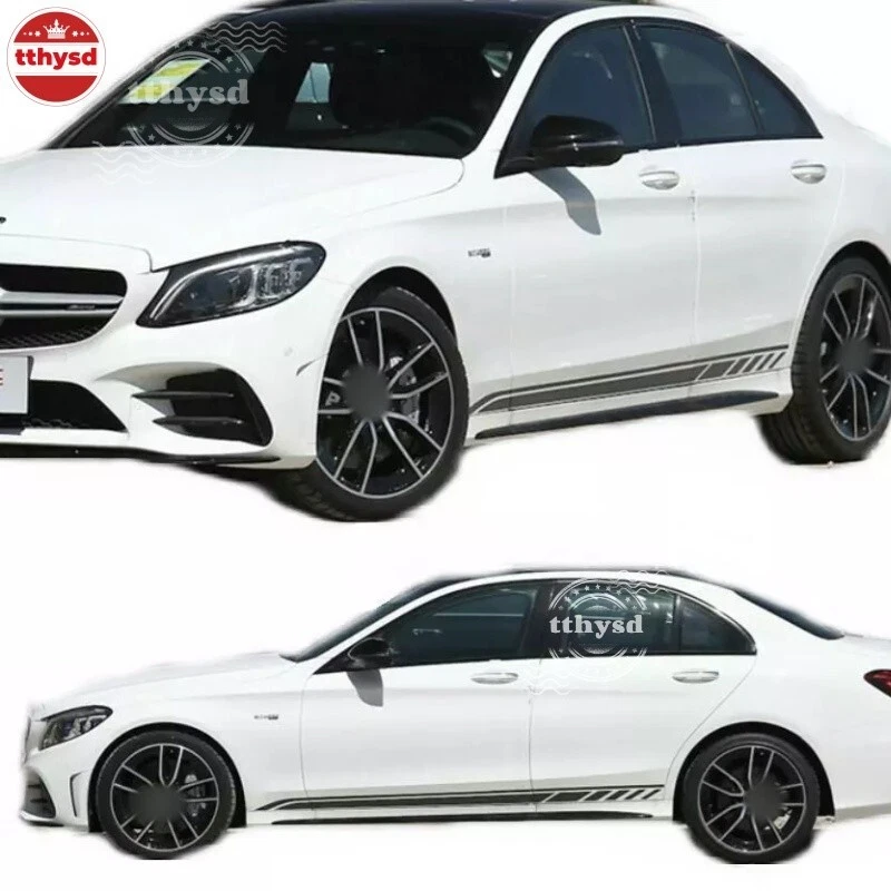 Kit de pegatinas de vinilo a rayas de puerta de coche gráficos calcomanías laterales Amg para Mercedes-Benz C43 Foto 3 de 4