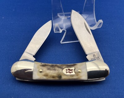 KISSING CRANE KNIFE Stag Handle Baby Butter bean Knife 3 1/8 Inches Closed New
