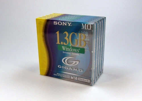 5x Unopened SONY 3.5inch 1.3GB Rewritable MO Disk  (Windows formatting)