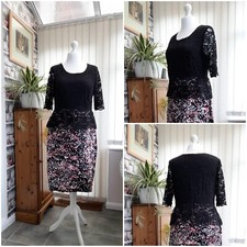 DAVID EMANUEL BLACK PINK GREY LACE CRUISE DRESS SIZE 18 WORN ONCE