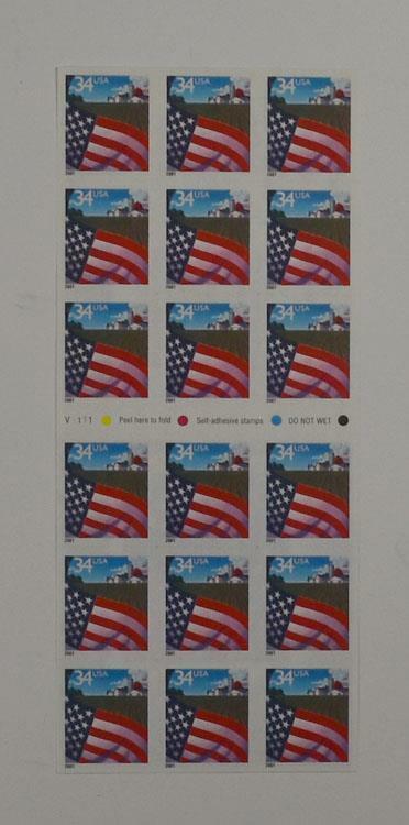 US SCOTT 3495a BOOKLET OF 18 FARM FLAG STAMPS 34 CENT FACE MNH B