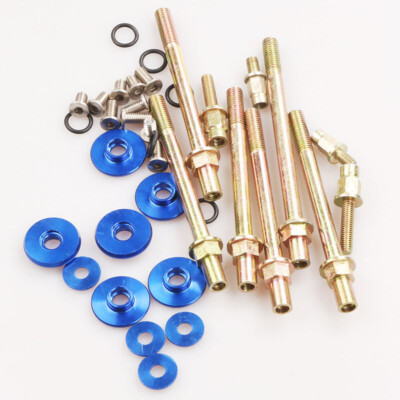 MGING Low Profile Valve Cover Washer Bolts For Honda/Acura K20 K24 K-Series – Black Anodized, Blue Accent