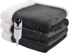 Heated Blanket Electric Throw 50''x60'', 3 Hour Auto Shut-Off 6 Heating Levels S