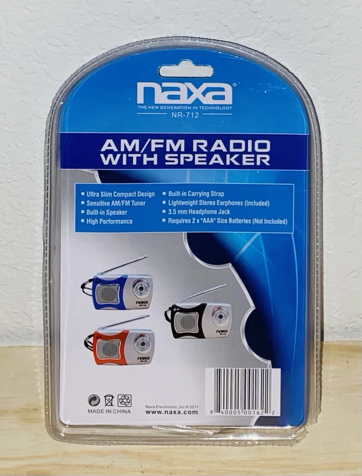 Red NAXA NR-712 AM/FM Radio With Speaker & Ear Buds Brand NEW Sealed - Image 2 of 2