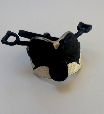 Schleich Zubehör für Pferd Sattel Schwarz Weiß  Silber #Z42