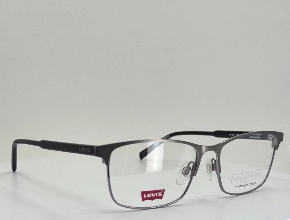 NOVO Óculos Levis LV 1012 R80 Gunmetal Preto Quadrado Aro Completo 55-16-145 B:38 - Imagem 3 de 4