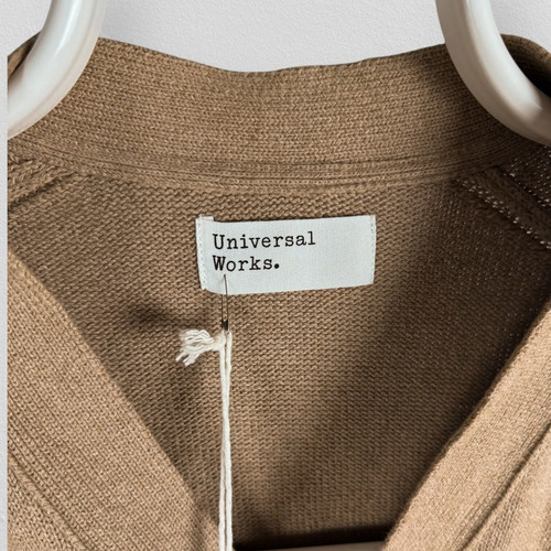 Cardigan David Universal Works nuovo con etichette £ 190 prezzo consigliato beige eco cotone estivo rovere uomo XL - Foto 6 di 8