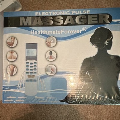 HealthmateForever Electronic Pulse Massager Handheld for Neck Back Blue/White