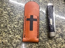 Leather Pocket Folding Knife Slip Hand Made Trapper Size (Sheath Only)