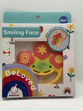 BeLoved Smiling Face Baby Teether Rattle Toy – BPA Free, Soft & Safe, 3+ Months