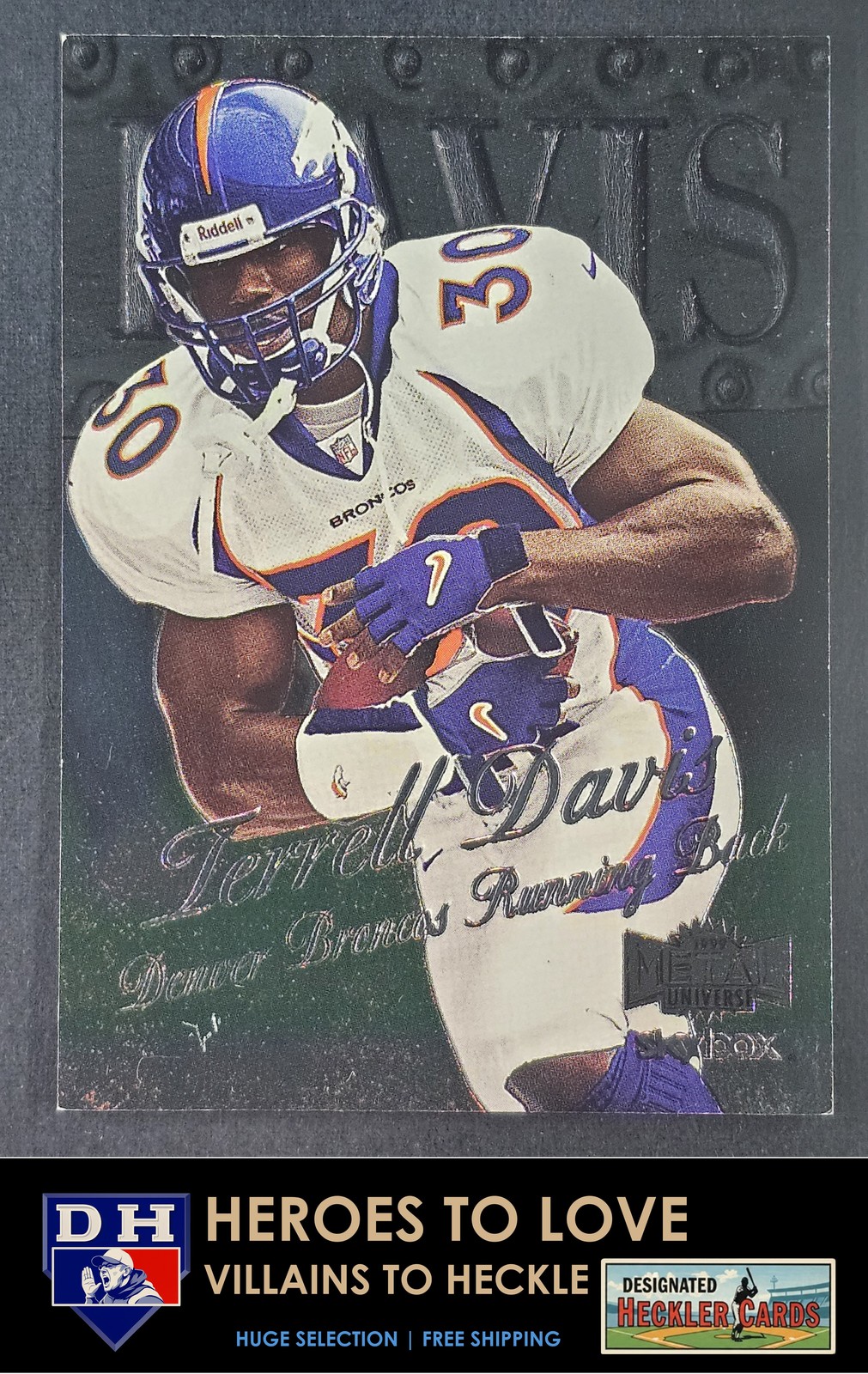 1999 SkyBox Metal Universe TERRELL DAVIS #104 Denver Broncos