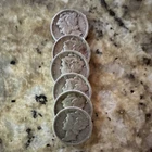 Mercury Dimes Silver 10C Lot of 6 Circulated 1936 1940 1942 1943 1944 1945