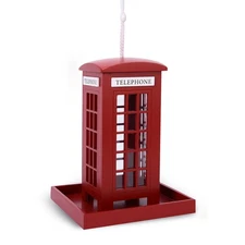 NEW! OUTDOOR HAND MADE BIRDHOUSE - LONDON TELEPHONE BOOTH FEEDER