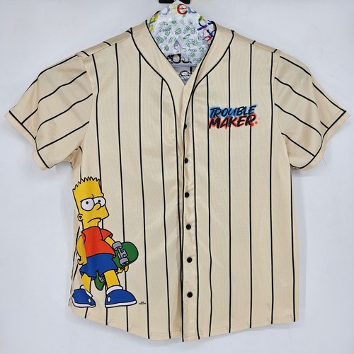 Bart Simpson Jersey Mens XL Baseball Welcome To The Hood Trouble Maker Shirt - Picture 2 of 13