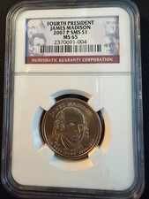 2007-P $1 Presidential SATIN FINISH Dollar James Madison NGC MS 65 SMS