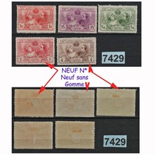 7429 ESPAGNE 1907 5 TIMBRES 236 à 241 sauf 238 - 4 N* & 1 sans gomme PETIT PRIX