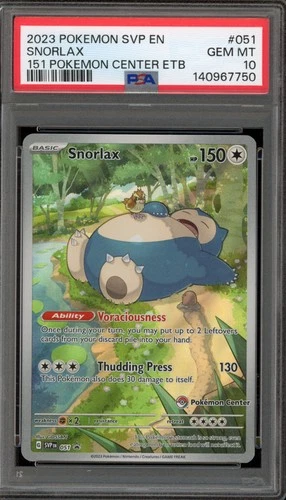Pokemon Center Stamp Promo Snorlax 151 ETB SVP EN 051 PSA 10 Gem Mint