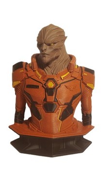 3D Printed Alien Fleet Cadet Bust Sci-Fi Space Officer Statue 7in Display