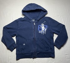 Vintage Polo Ralph Lauren Youth Size Small Blue Hoodie Big Pony Zip Sweatshirt