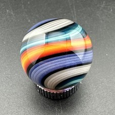 Contemporary Handmade Art Glass Marble .77" Multicolor Banded Swirl MIB W/ UV