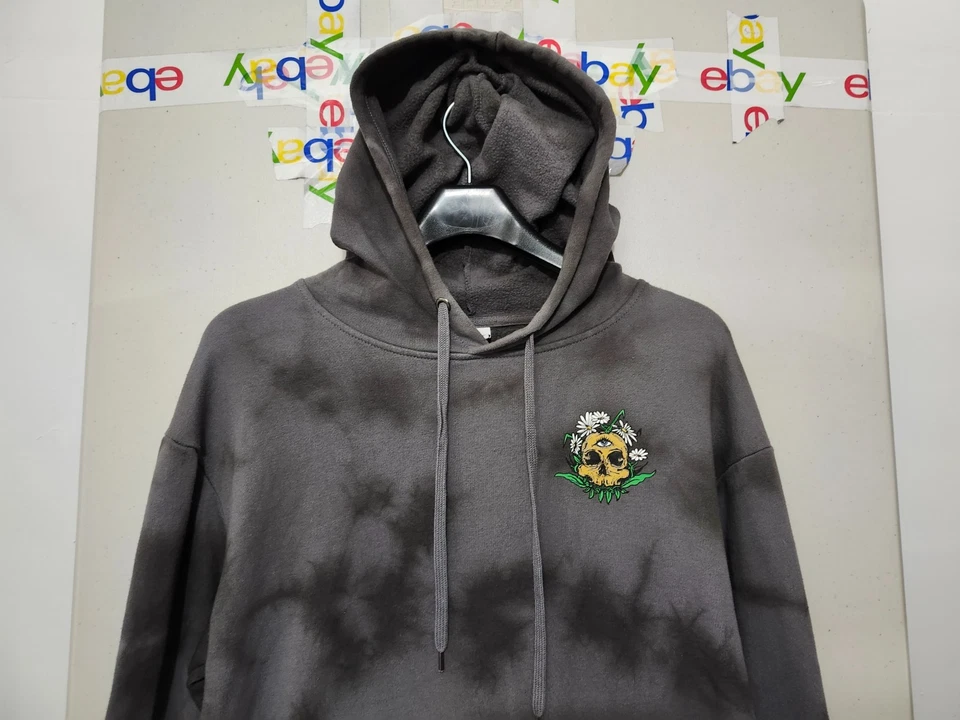 Empyre Sweatshirt Womens M BLK Jasmine Hoodie Rose Skull Black Tie Dye Oversize - Image 3 of 4