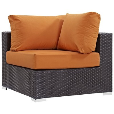 Modway Convene Aluminum and Rattan Outdoor Patio Corner in Espresso/Orange