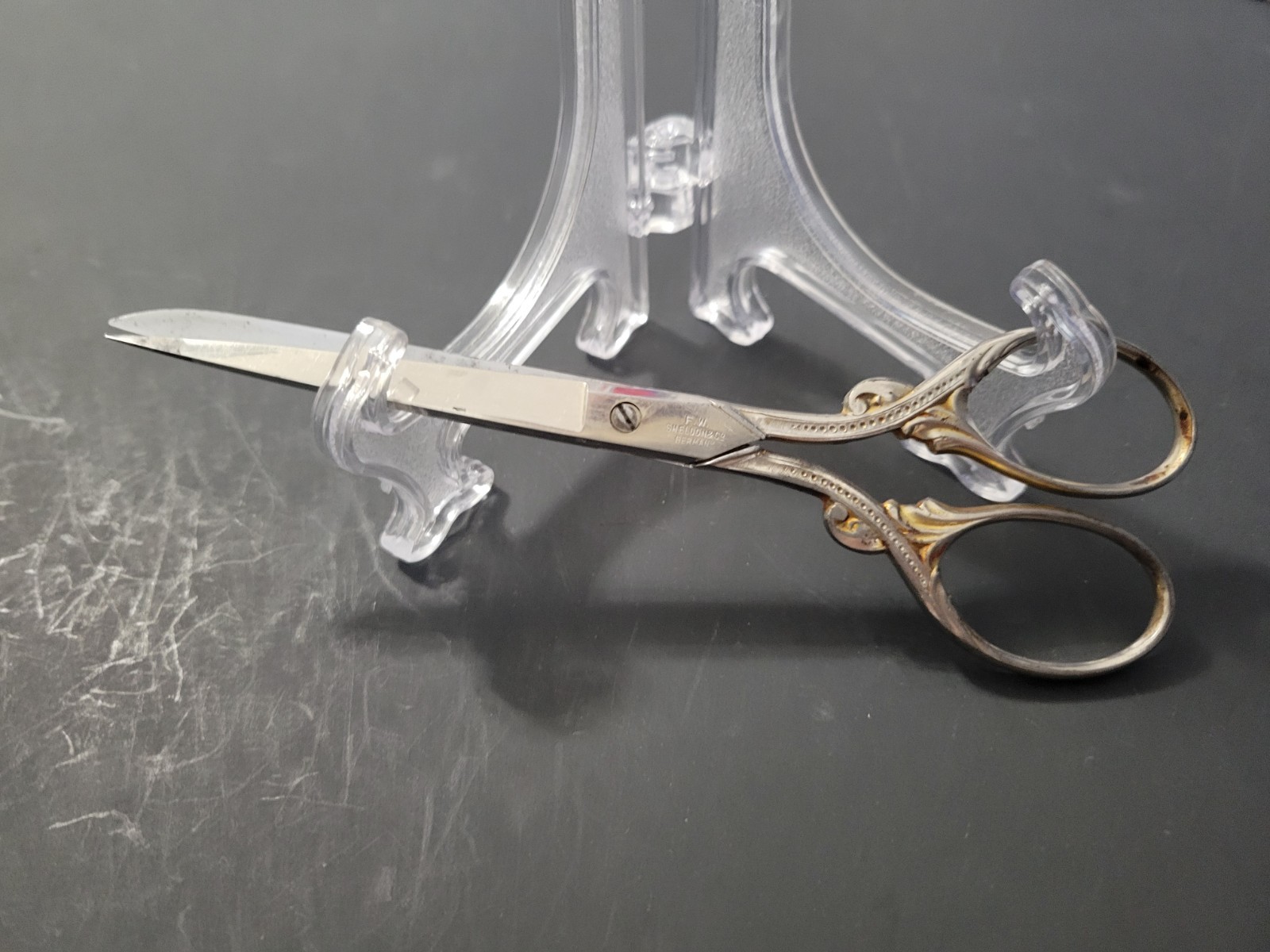 Antique 1900-1915 F.W. Sheldon & Co Pocket Scissors Germany Nickel Plated