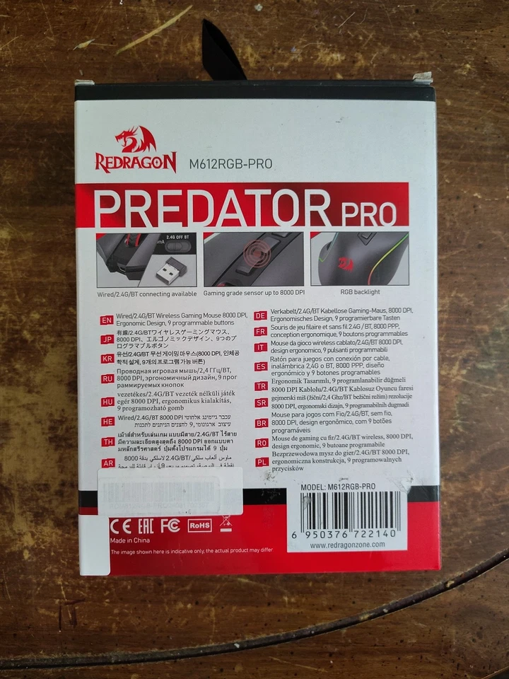 Redragon M612 Predator RGB Gaming Mouse, 8000 DPI Wired Optical Gamer Black - Image 2 of 4