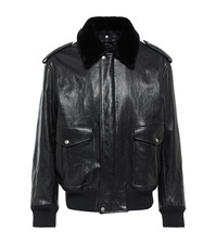 Prada Mens Fur Trimmed Leather Aviator Jacket...