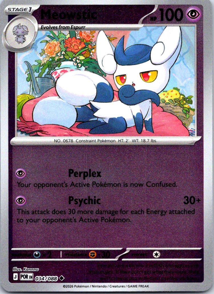 Meowstic 034/088 Uncommon Perfect Order Pokemon Reverse Holo NM