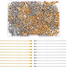 100 PCS Gold Sliver Ball Beads Chain, 4 Inch Dog Tag Chain for Jewelry Making, S