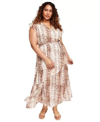 Bar III Maxi Wrap Dress Snake-Print Size 4X