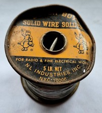 Vintage DUTCH BOY Solid Wire Solder w/ Metal Spool - 3 lb. 14 oz.